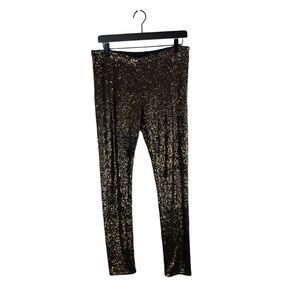 Alice + Olivia Bronze Brown Sequin Pull On Pants